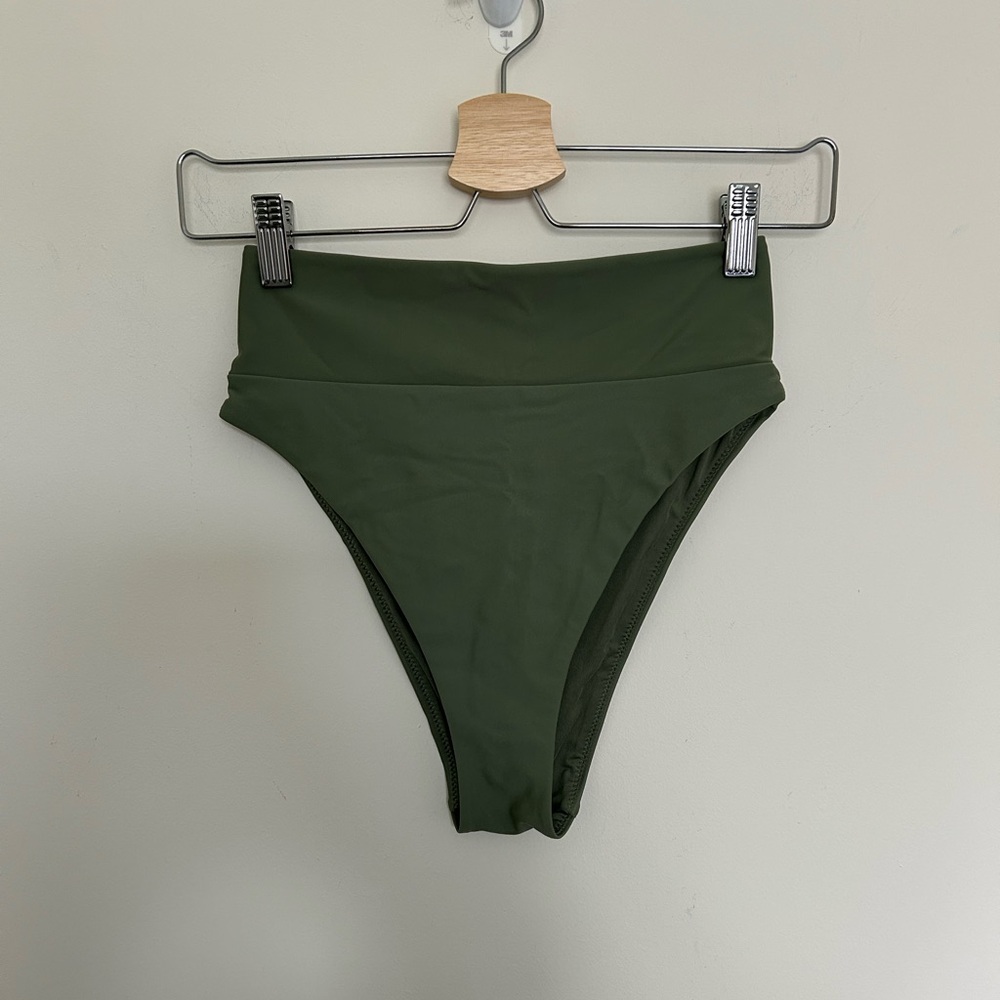 aerie High-Waist Bikini Bottoms in Olive Green